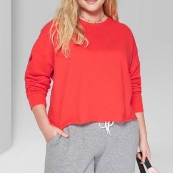 Wild Fable Sweatshirt Rocker Red Frayed Edge NWT